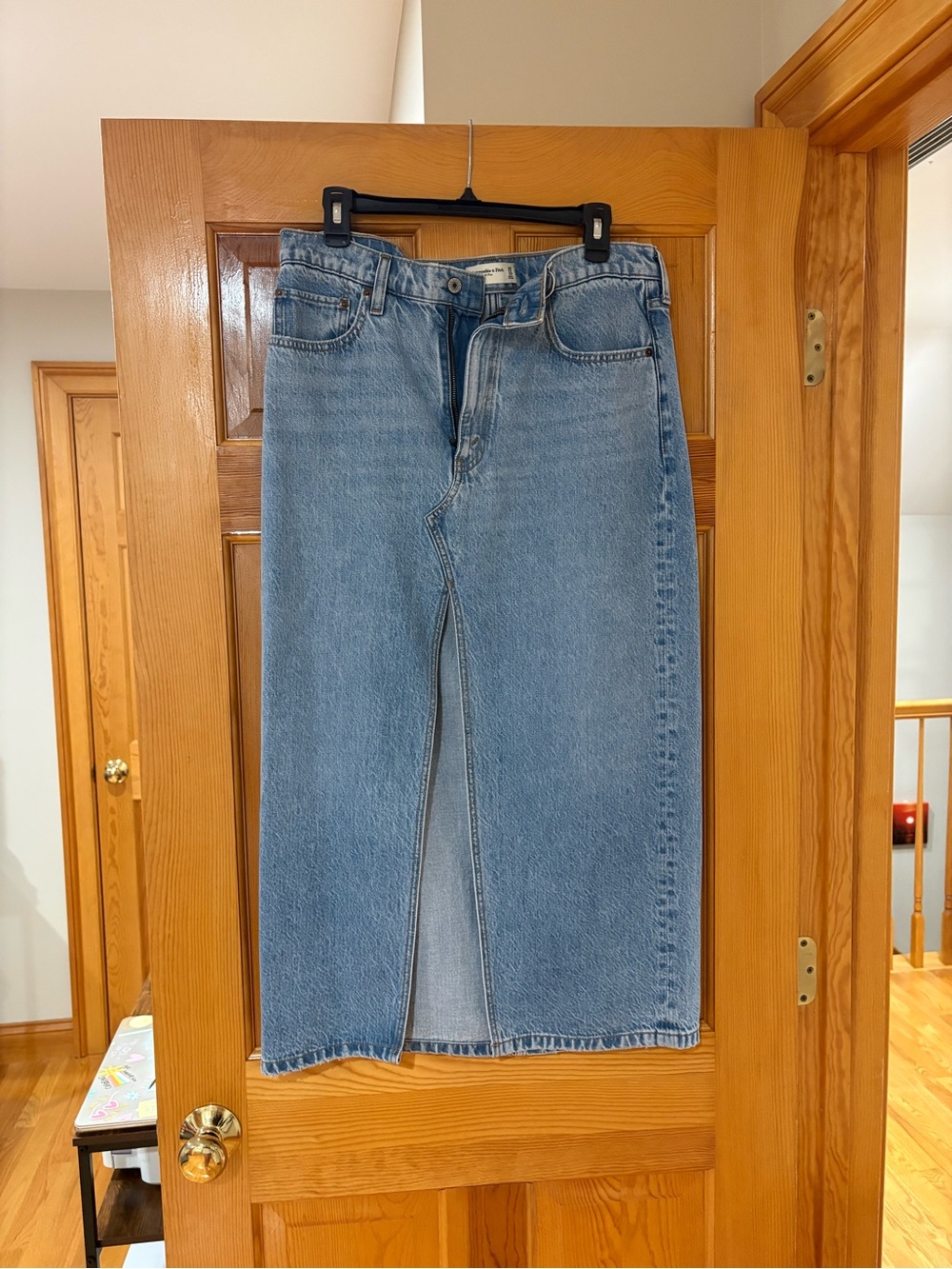 Abercrombie & Fitch Light Blue High-Rise Jean Skirt